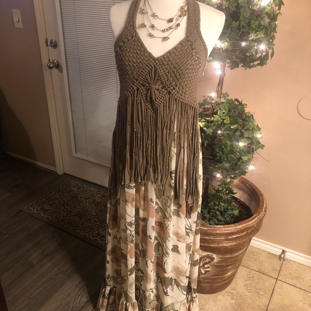 Ryu floral top fringe maxi dress